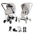Cybex Mios Pushchair & Fold Cot Bundle Style Collection - Chrome Brown / City Grey
