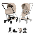 Cybex Mios Pushchair & Fold Cot Bundle Style Collection - Chrome Brown / Cozy Beige