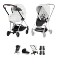 Cybex Mios Pushchair & Fold Cot Bundle Style Collection - Chrome Brown / Off White