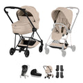 Cybex Mios Pushchair & Fold Cot Bundle Style Collection - Matt Black / Cozy Beige