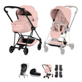 Cybex Mios Pushchair & Fold Cot Bundle Style Collection - Matt Black / Peach Pink