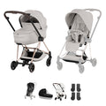 Cybex Mios Pushchair & Fold Cot Bundle Style Collection - Rosegold / City Grey