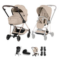 Cybex Mios Pushchair & Fold Cot Bundle Style Collection - Rosegold / Cozy Beige