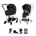 Cybex Mios Pushchair & Fold Cot Bundle Style Collection - Rosegold / Sepia Black