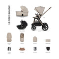 Venicci Upline 3 Comfort Bundle with Tiago Black Car Seat - Pebble
