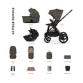 Venicci Upline 3 Comfort Bundle with Tiago Black Car Seat - Truffle