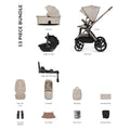 Venicci Upline 3 Luxury Bundle with Tiago Beige Car Seat - Pebble